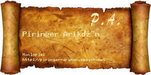 Piringer Arikán névjegykártya